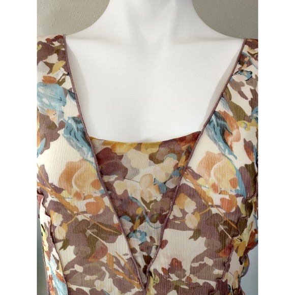 Sundance Dresses & Skirts - Sundance Boho Romantic Whimsigoth Silk Floral Watercolor Sleeveless Sz 16 Dress